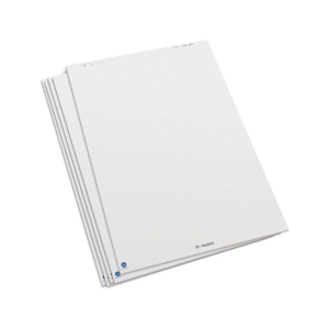 papier pour flipchart, lot de 5, blanc, recyclé, avec quadrillage