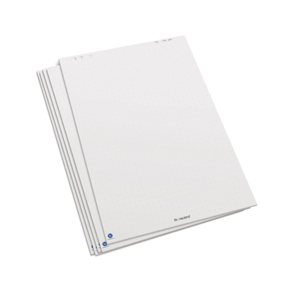 papier pour flipchart, lot de 5, blanc, recyclé, avec quadrillage