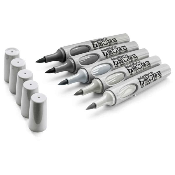 neuland no.one® art, pointe pinceau 0,5 7 mm, sets de 5 couleurs coffret 7